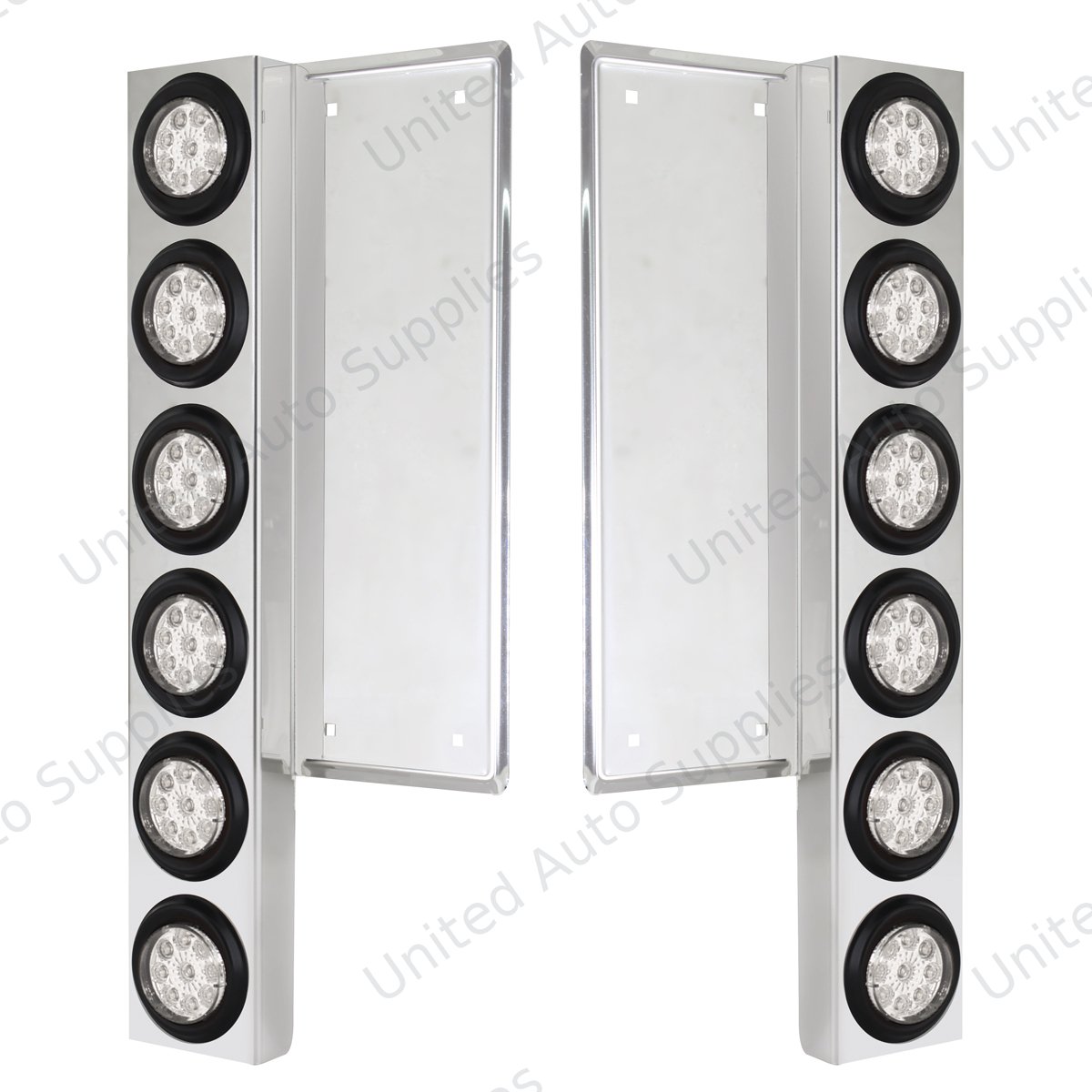 FL SS Front Air Cleaner Bracket With 12X 9 LED 2" Reflector Lights -Amber LED/Clear Lens