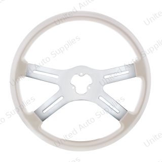 18" Candy Color 4 Spoke Steering Wheel - Pearl White
