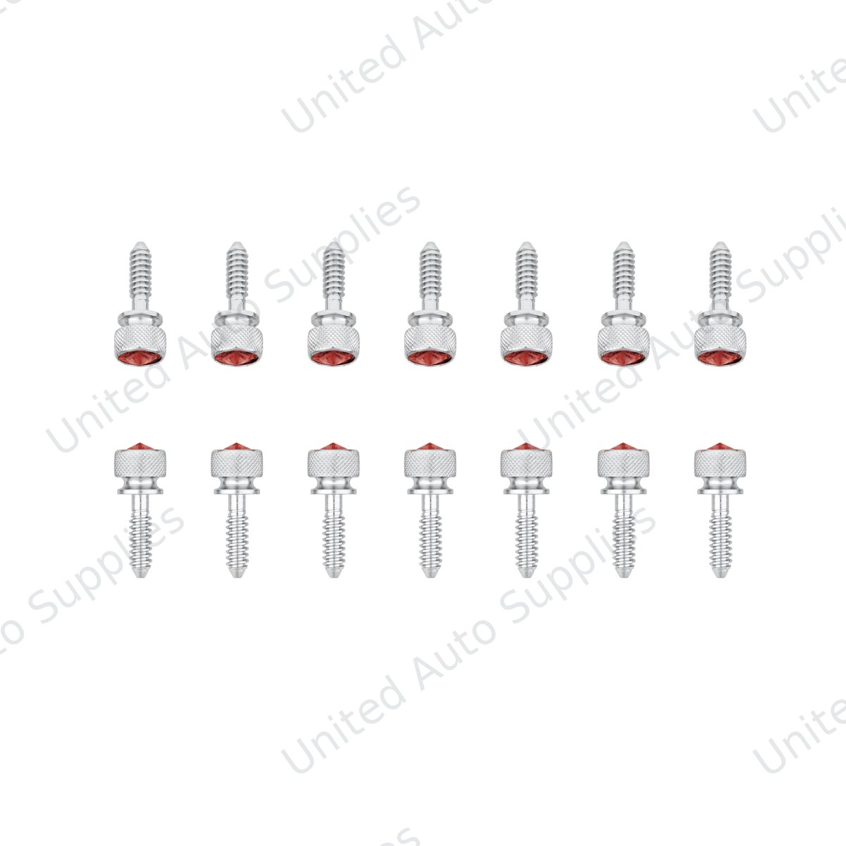 1/4"-20 Knurled Head Dash Screw For Peterbilt - Red Crystal (14-Pack)
