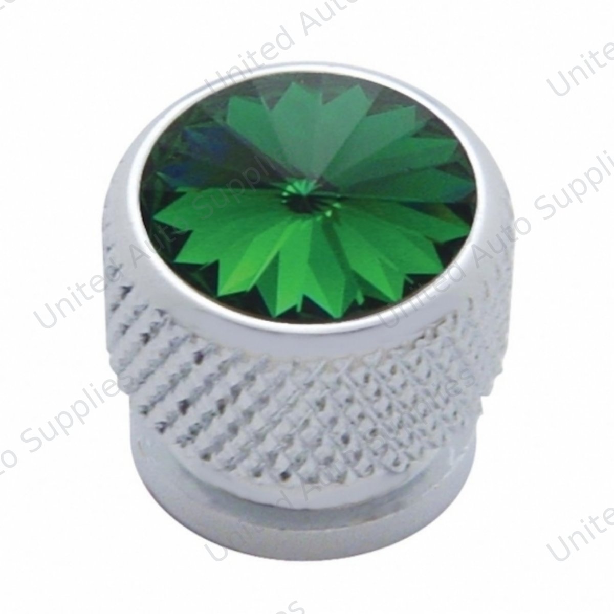 Chrome Bolt Head With Green Crystal (Card of 4)