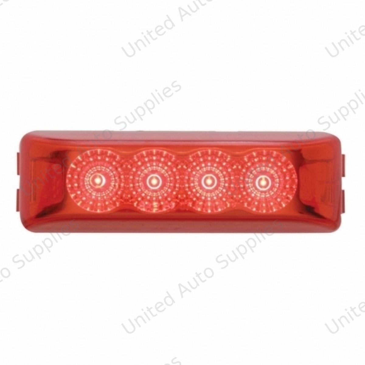 4 LED Reflector Rectangular Light (Clearance/Marker) - Red LED/Red Lens
