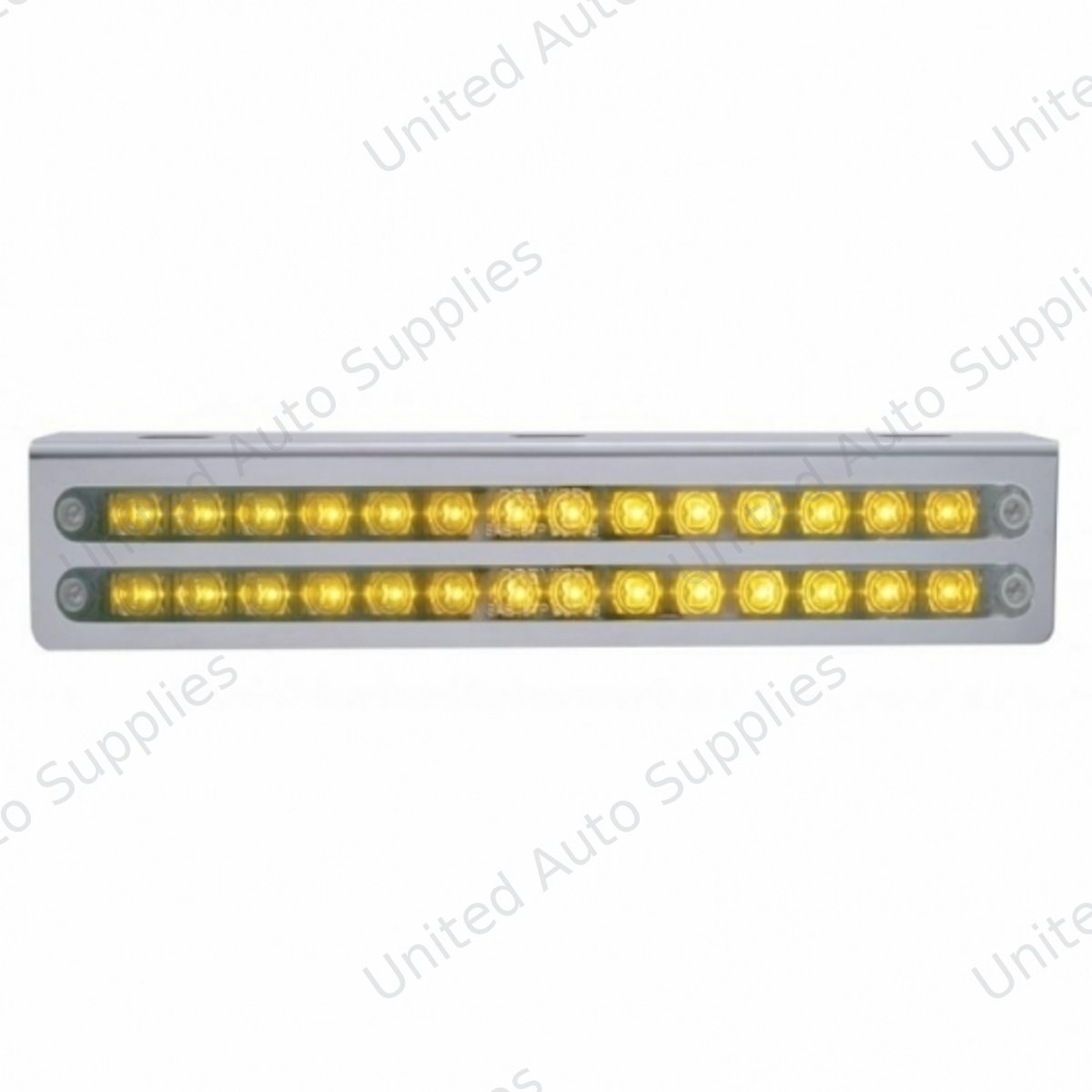 12-3/4" Stainless Light Bracket With 2X 14 LED 12" Light Bars - Amber LED/Chrome Lens