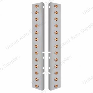 SS Front Air Cleaner Bracket With 26X 3 LED 3/4" Mini Lights & SS Bezels For Peterbilt-Amber LED & Lens