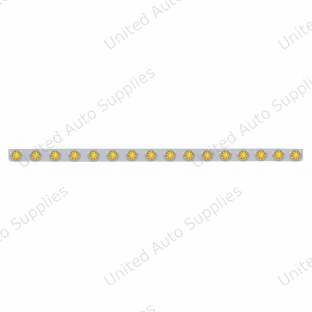 79-1/2" SS Bumper Light Bracket With 16X 9 LED 2" Beehive Lights & Bezels -Amber LED & Lens