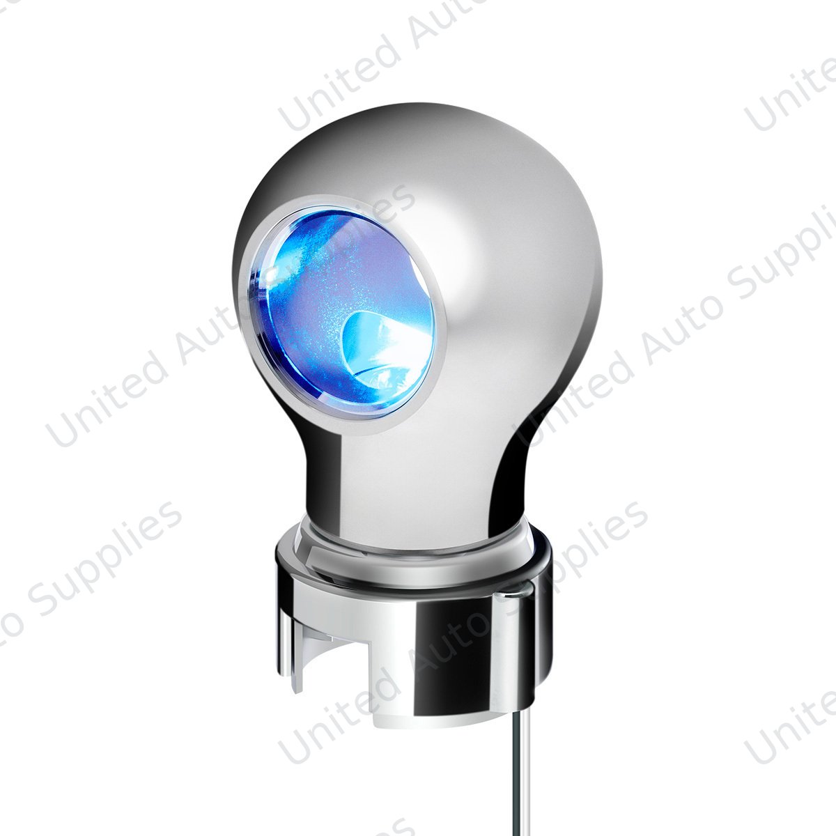 Thread-On Chrome Charlotte Gearshift Knob With LED 13/15/18 Speed Adapter-Blue LED
