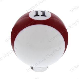 Number 11 Pool Ball Gearshift Knob - Gloss Red Striped