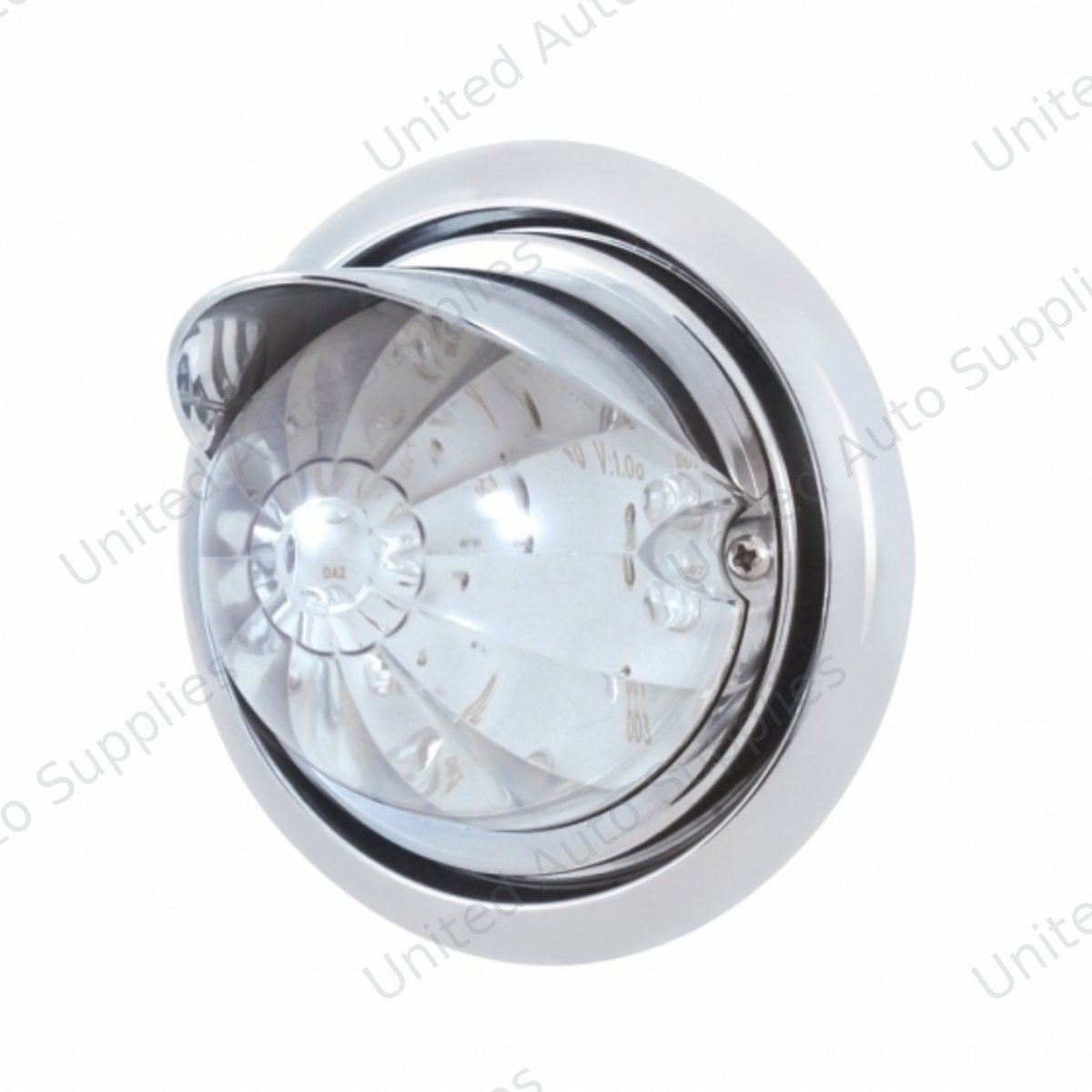 Front Bumper Light With 17 Amber LED Dual Function Watermelon Light & Visor For Fl Columbia - Clear Lens