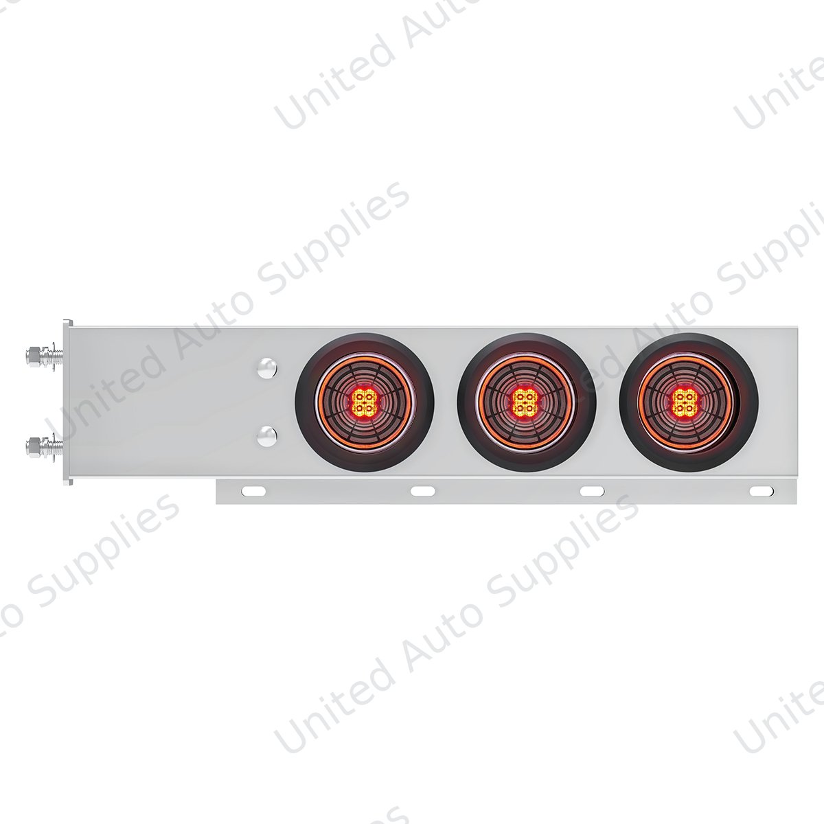 3-3/4" Bolt Pattern SS Spring Loaded Bar With 6X 4" 13 LED Abyss Lights - Red LED/Clear Lens (Pair)