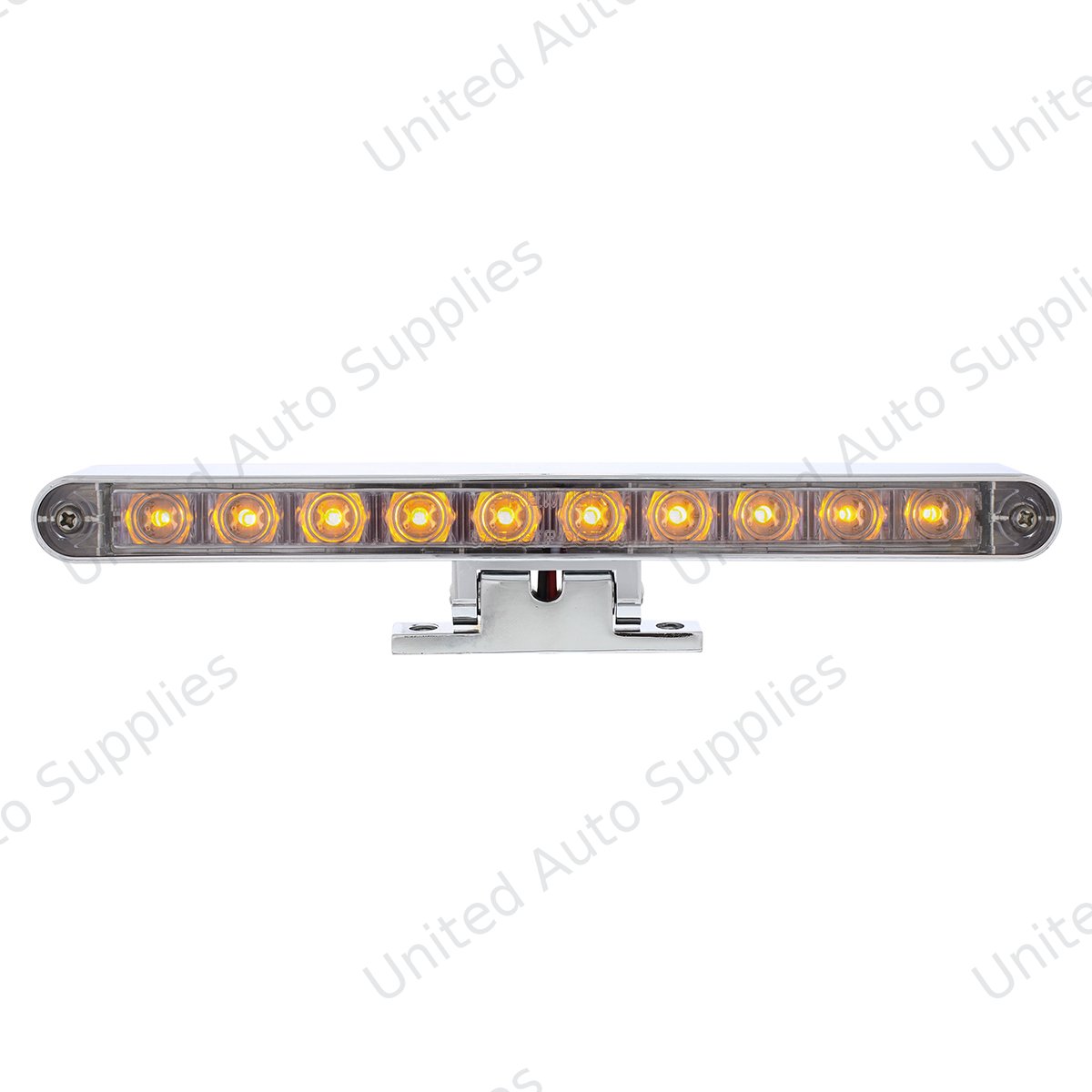 Chrome 10 LED Light Bar With 180 Degree Swivel Base - Dual Function Amber LED/Clear Lens