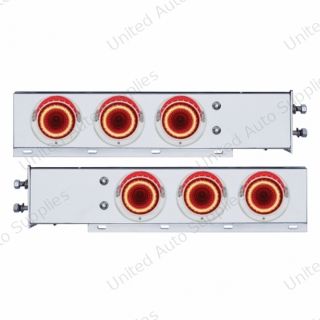 2.5" Bolt Pattern SS Spring Loaded Rear Bar W/6X 4" Red LED Mirage Lights & Visor -Red Lens (Pair)
