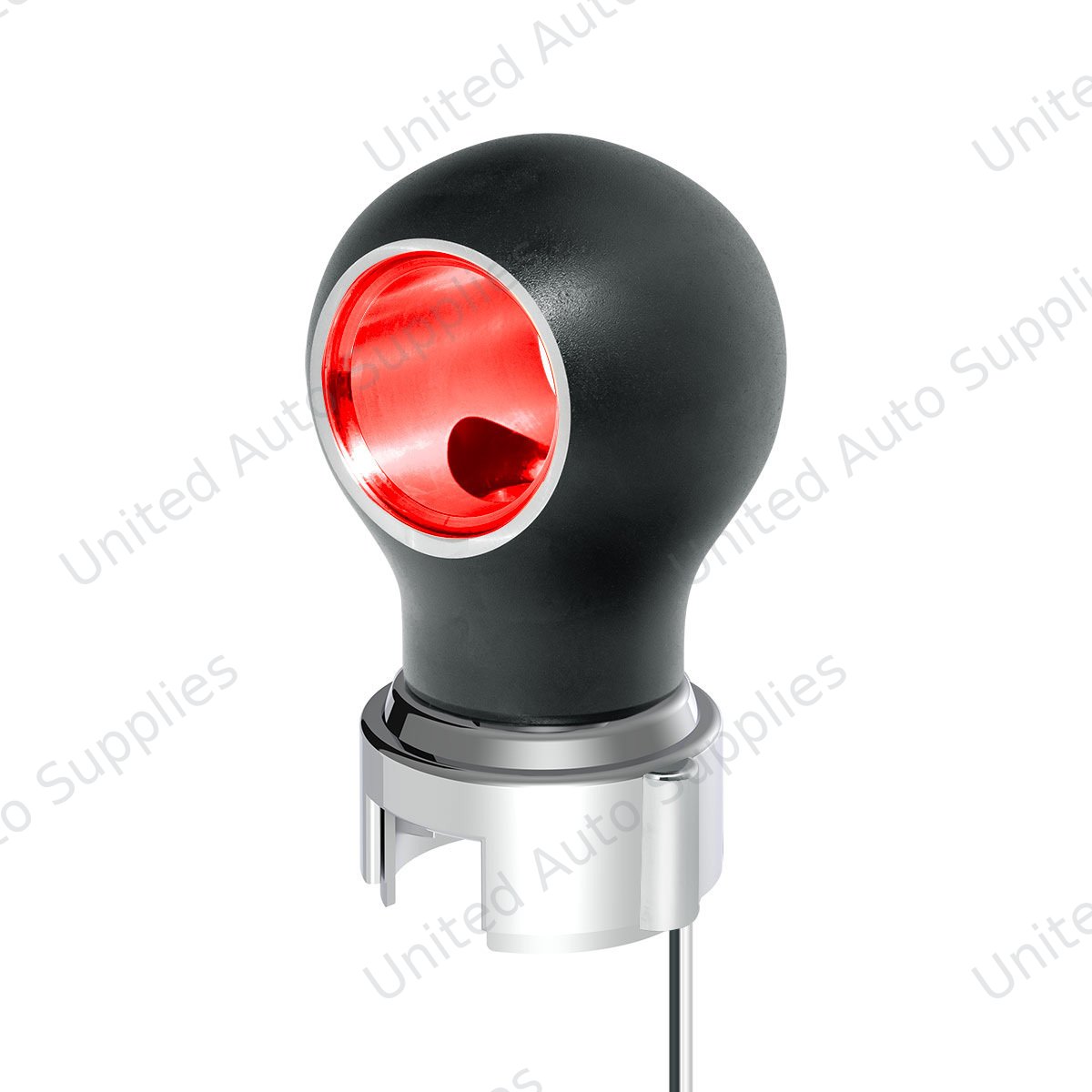 Thread-On Matte Black Charlotte Gearshift Knob With LED 13/15/18 Speed Adapter-Red LED
