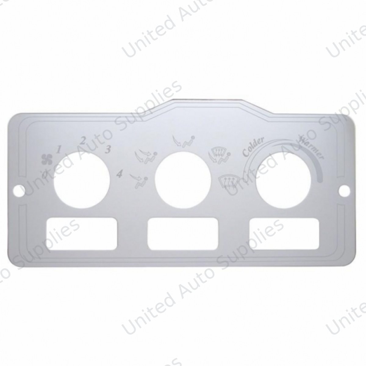 Peterbilt Stainless A/C Control Plate - 3 Square Opening