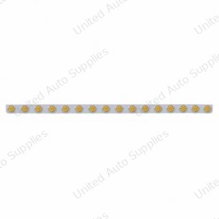 79-1/2" Stainless Bumper Light Bracket With 16X 9 LED 2" Lights & Bezels - Amber LED/Amber Lens