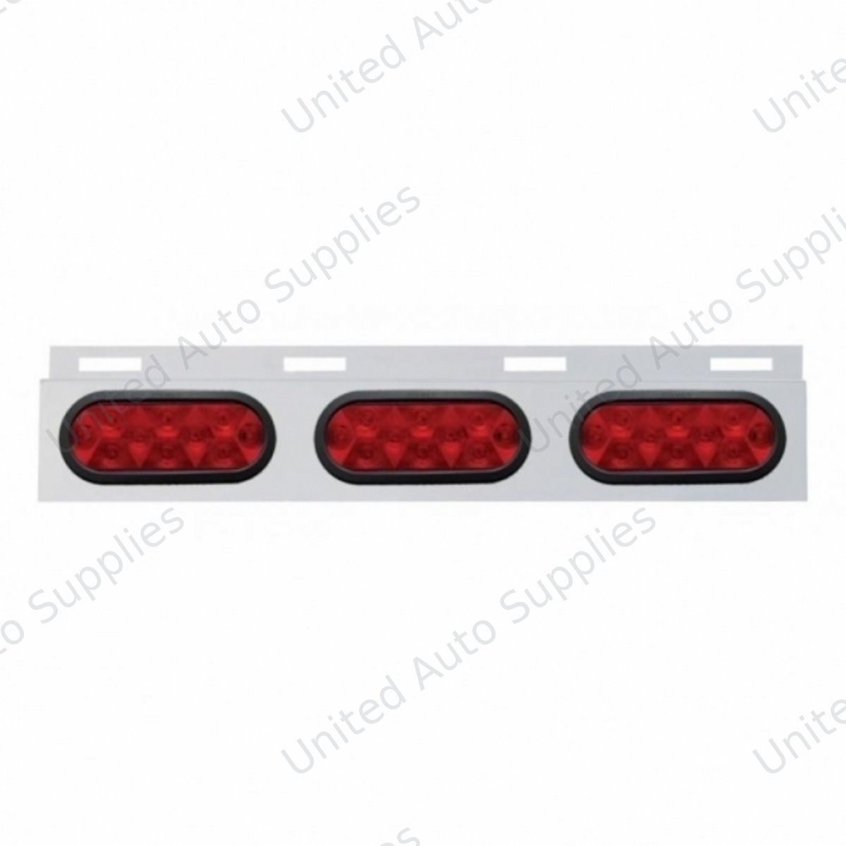 Stainless Top Mud Flap Plate With Three 10 LED Lights & Grommet - Red LED/Red Lens (Each)