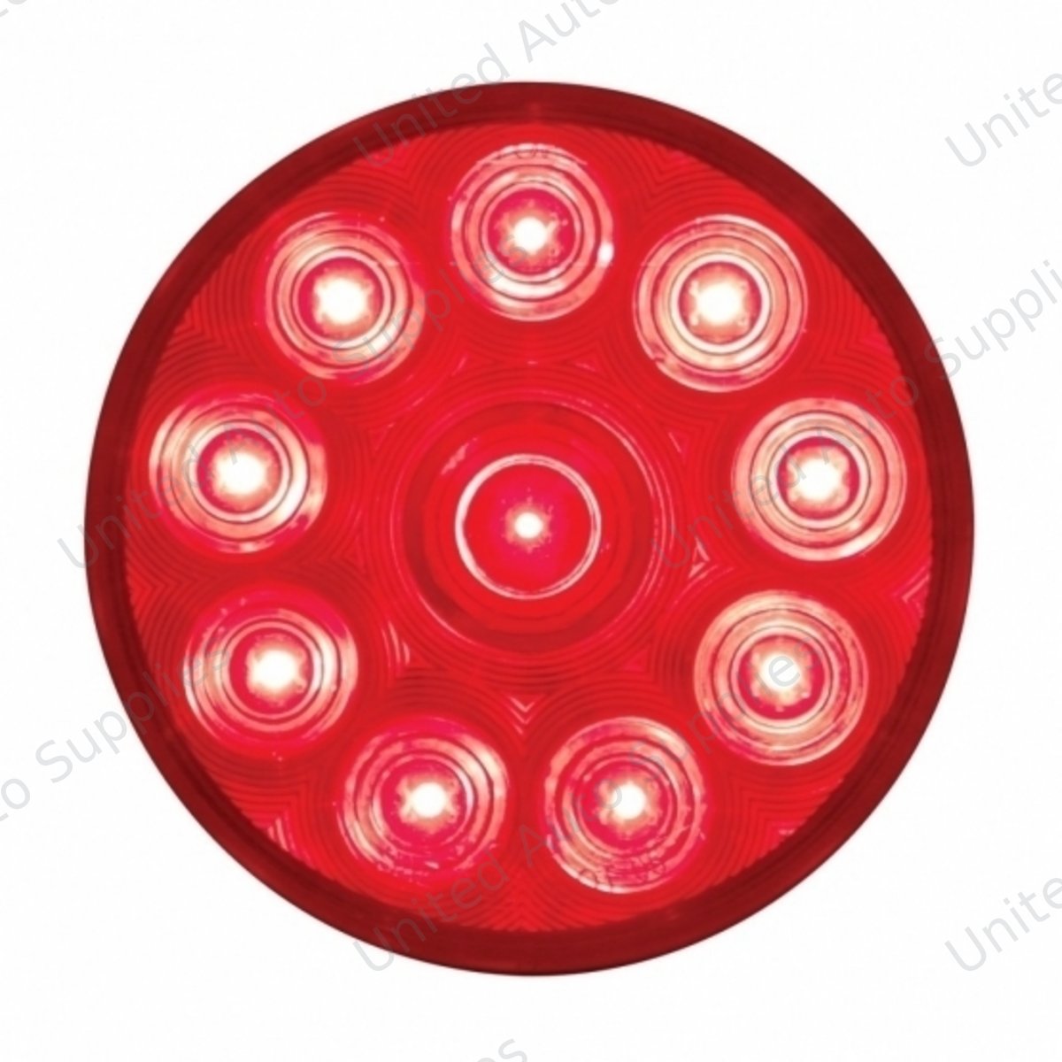 10 LED 4" Round Light (Stop, Turn & Tail) - Red LED/Red Lens
