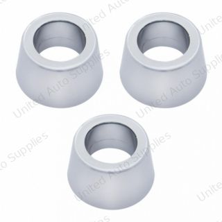 Chrome Round Dash Indicator Light Trims for 1967-1987 Peterbilt 359 (3-Pack)