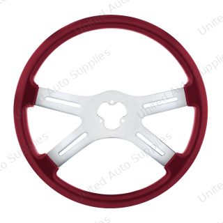 18" Candy Color 4 Spoke Steering Wheel - Candy Red