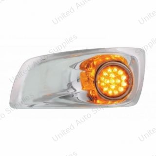Fog Light Cover With Amber LED Hi/Lo Clear Style Reflector Light For 2007-17 KW T660- Driver -Amber Lens