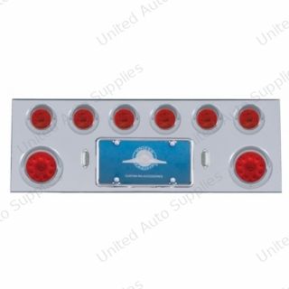 SS Rear Center Panel With Two 10 LED 4" Lights & 6X 13 LED 2.5" Lights & Visors -Red LED & Lens