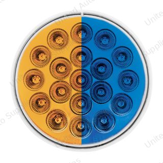 Double Fury 19 LED 4" Round Turn Signal Light-Amber & Blue LED/Clear Lens