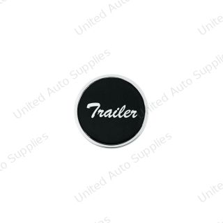 Aluminum Screw-On Air Valve Knob With Glossy Trailer Script Sticker - Black Sticker