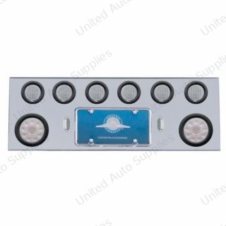 SS Rear Center Panel With 2X 10 LED 4" Lights & 6X 13 LED 2.5" Lights -Red LED/Clear Lens