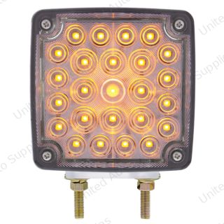 52 LED Double Stud Double Face Turn Signal Light (Passenger) - Amber & Red LED/Clear Lens