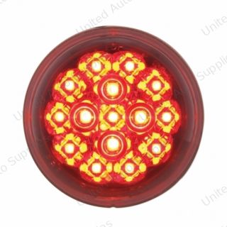 15 LED 2-3/8" Dual Function Signal Light For Harley Motorcycle - Red LED/Clear Lens