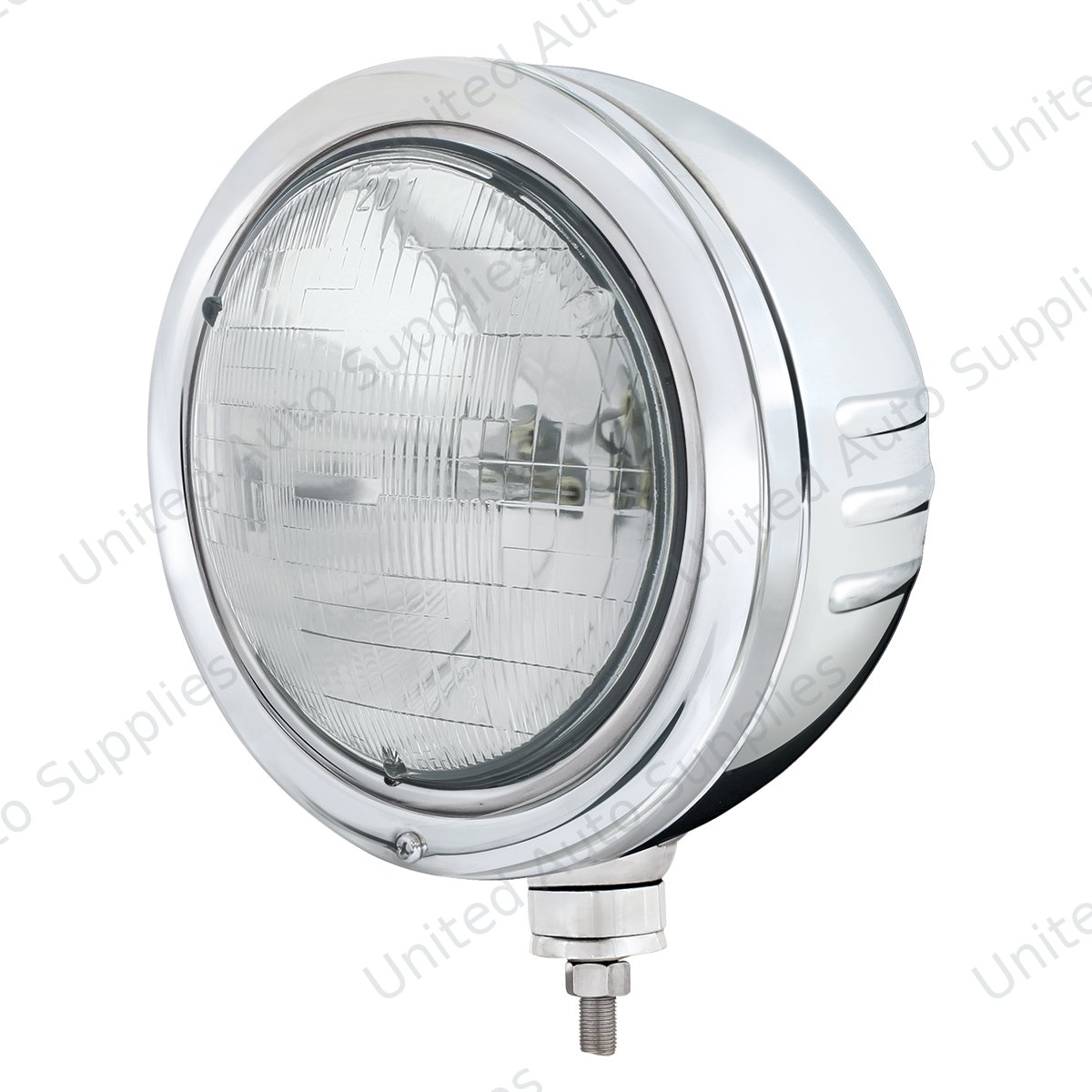 Stainless Bullet Embossed Stripe Headlight Housing With H6024 Halogen Headlight