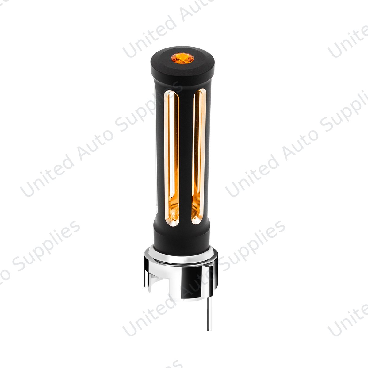 Thread-On Matte Black Sonoma Gearshift Knob With LED 13/15/18 Speed Adapter-Amber Crystal/Amber LED