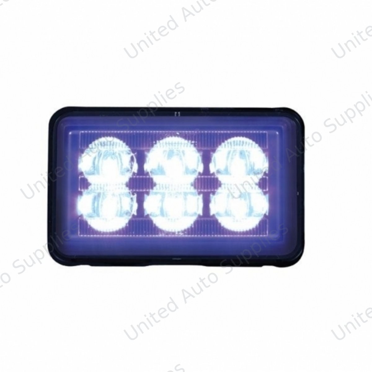 6 High Power LED Rectangular Warning Light With Bracket - Blue LED (Bulk)