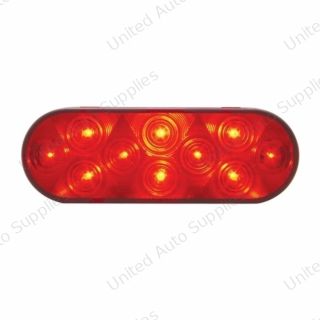 10 LED 6" Oval Light (Stop, Turn & Tail) - Red LED/Red Lens