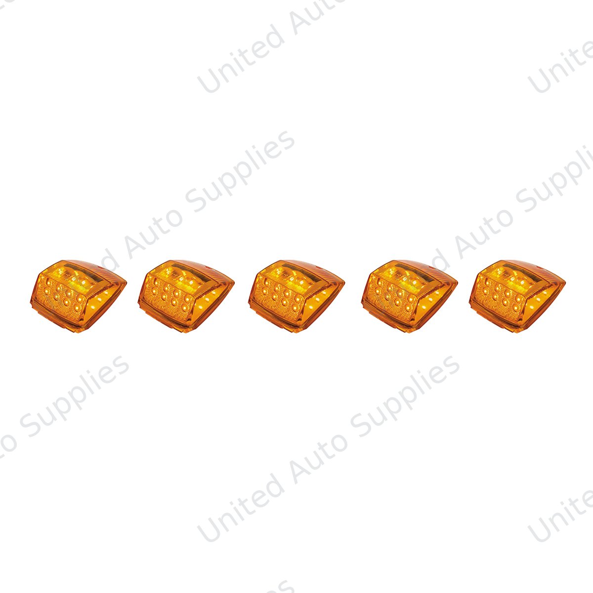 17 LED Reflector Square Cab Light - Amber LED/Amber Lens (5-Pack)