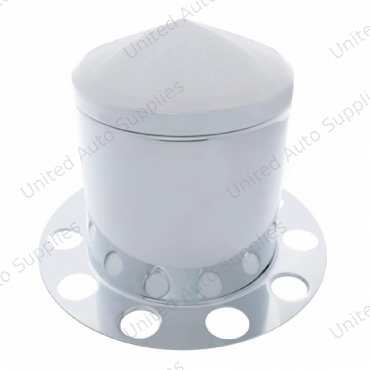 Chrome Pointed Rear Axle Cover 3PC Kit For 1-1/2" Nut Cover - Aluminum Wheel