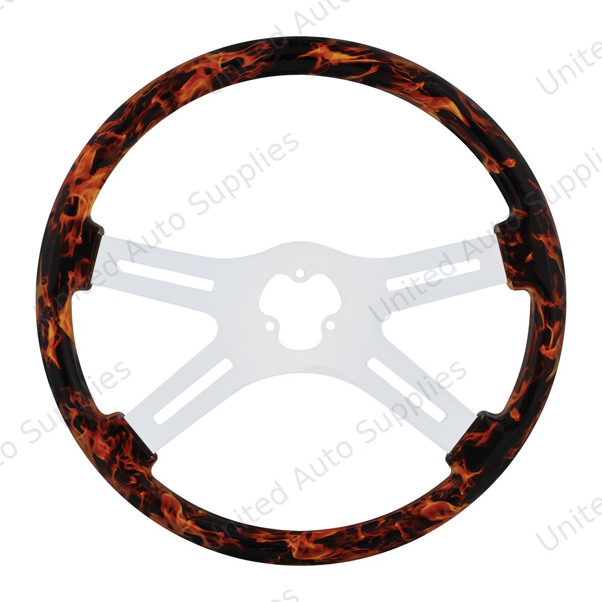 18" Flame Steering Wheel With Hydro-dip Finish Wood - 4 Spoke