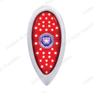 23 LED Tail Light With Chrome Flush Mount Bezel For 1938-39 Ford Car-Red Lens With Blue Dot