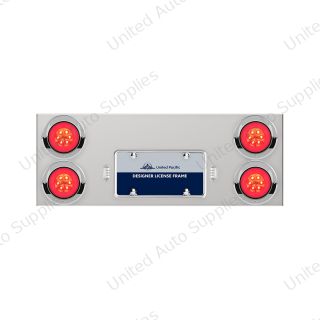 33-3/4" Stainless Rear Center Panel With Four 21 LED 4" GloLight & Visors - Red LED/Clear Lens