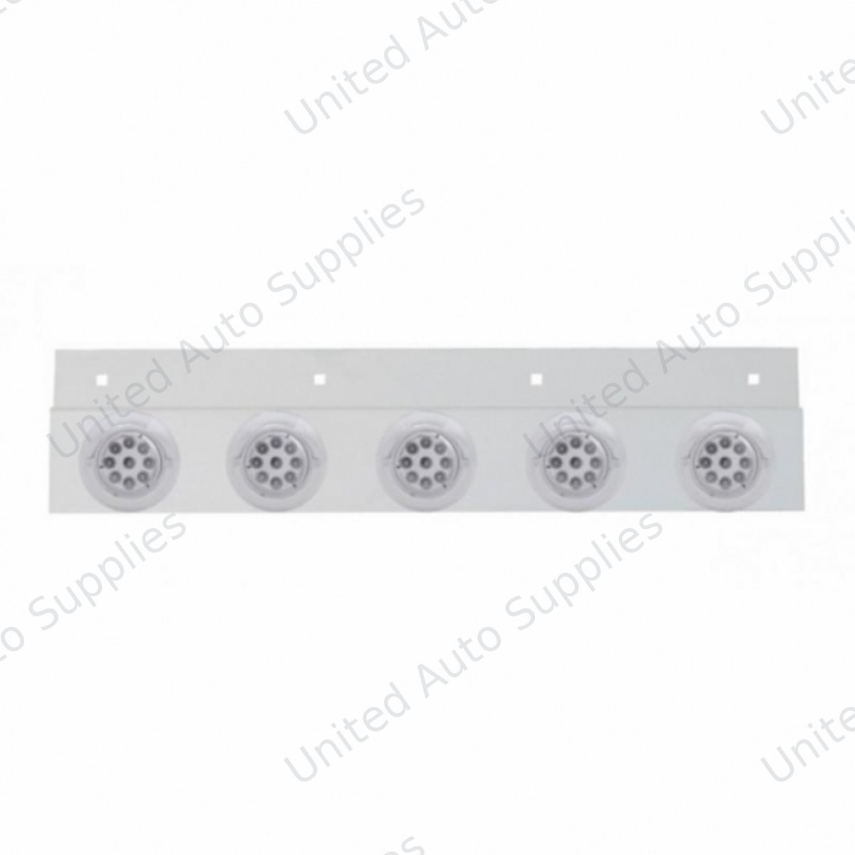 Stainless Top Mud Flap Plate With 5X 9 LED 2" Reflector Lights & Visors - Red LED/Clear Lens (Each)