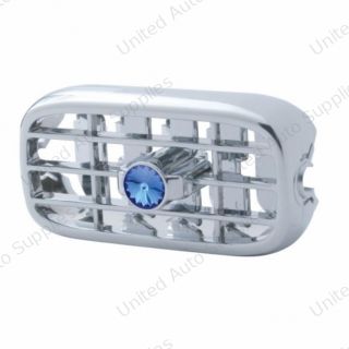 Chrome Plastic A/C Vent With Color Crystal For Peterbilt (2006+) - Blue Crystal