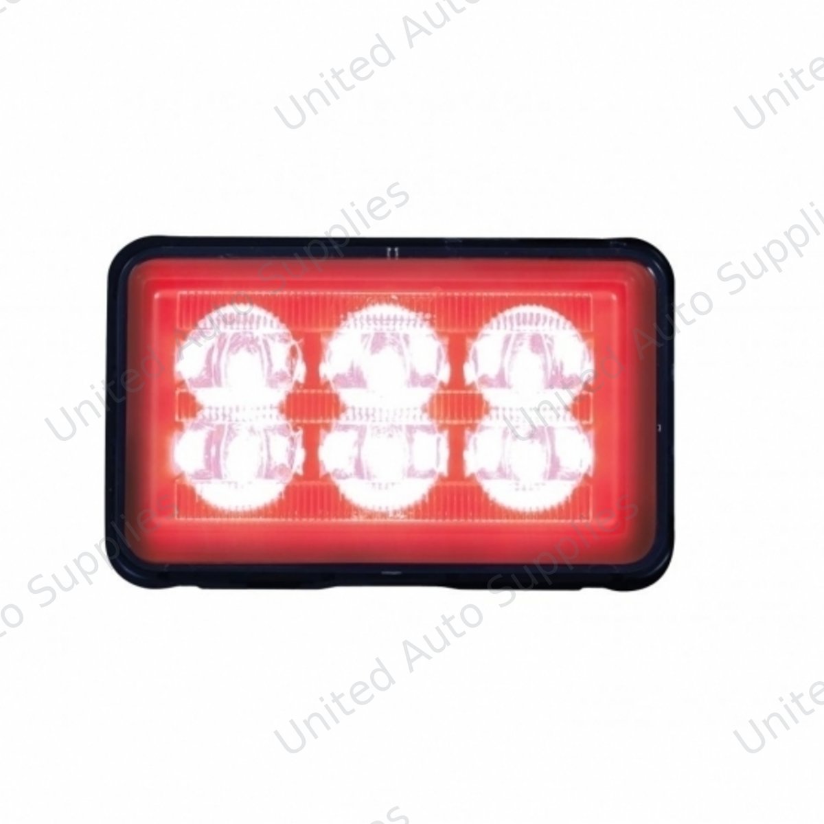 6 High Power LED Rectangular Warning Light With Bracket - Red LED (Bulk)
