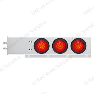 2" Bolt Pattern SS Spring Loaded Bar With 6X 4" 16 LED Turbine Lights - Red LED/Red Lens (Pair)