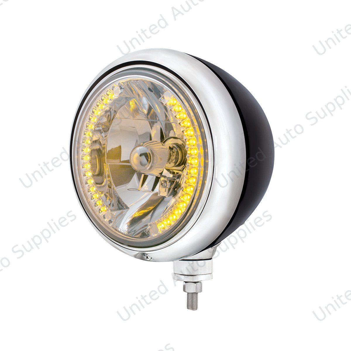 Black Guide 682-C Style Headlight H4 Bulb With 34 Amber LED