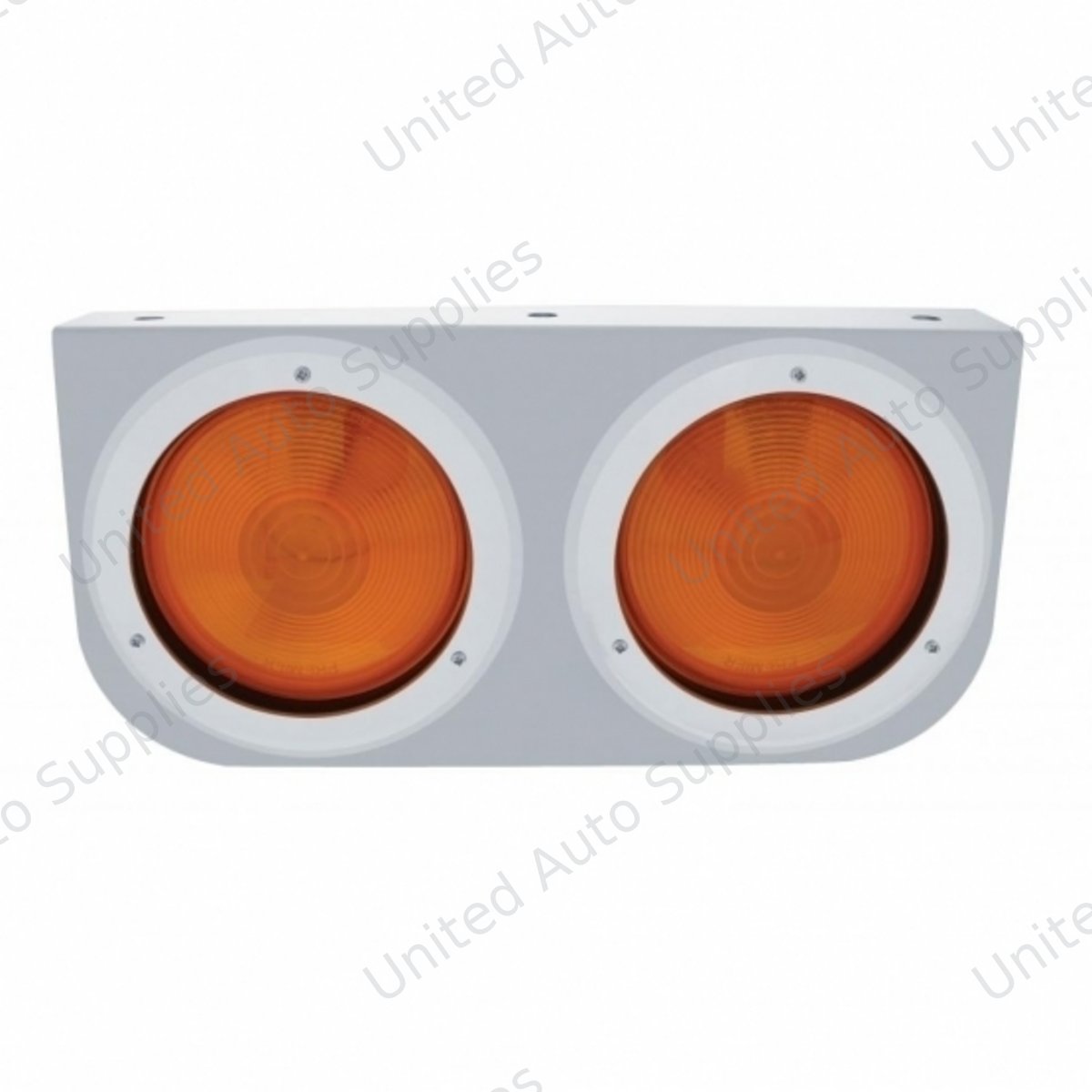 Stainless Light Bracket With 2X 4" Lights & Bezels - Amber Lens