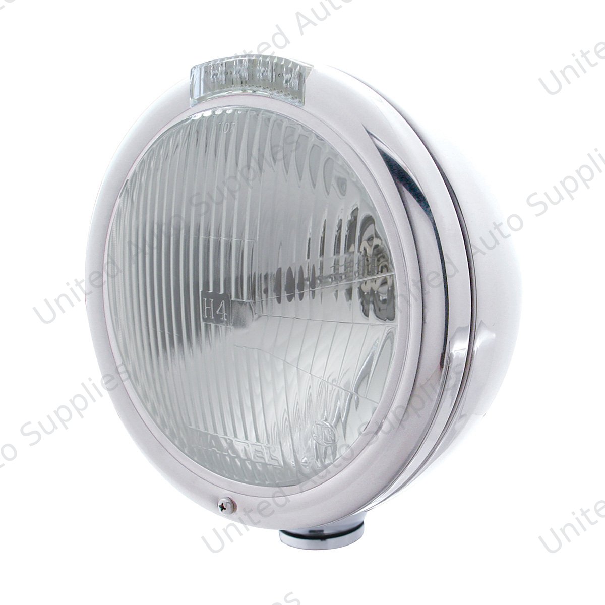 Chrome Classic Headlight H4 Bulb & LED Turn Signal - Clear Lens