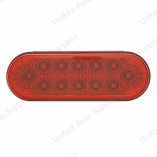 12 LED 6" Oval Reflector Light (Stop, Turn & Tail) - Red LED/Red Lens