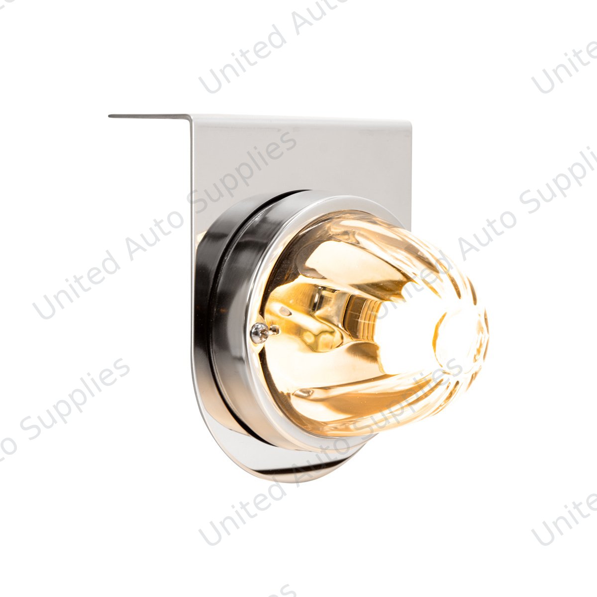 Dual Function Glass Watermelon Light With Stainless Steel Light Bracket Kit With LED Bulb-Amber LED/Clear Lens