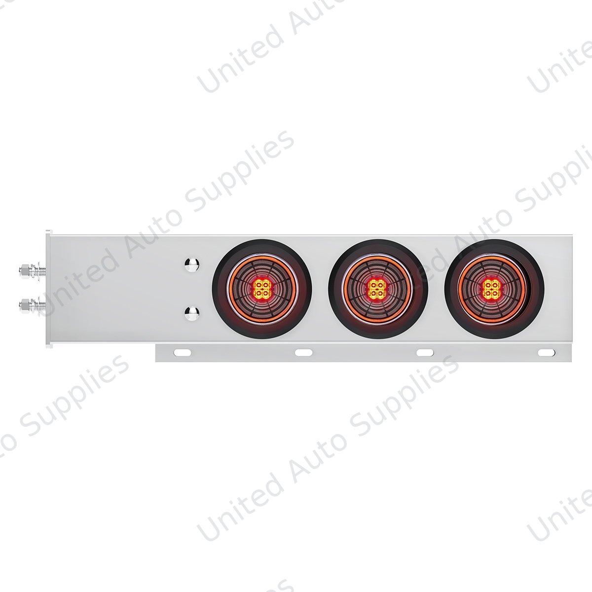 2" Bolt Pattern SS Spring Loaded Bar With 6X 4" 13 LED Abyss Lights - Red LED/Clear Lens (Pair)