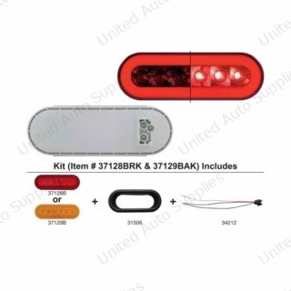 GloLight 22 LED 6" Oval Stop/Turn/Tail Light Kit - Red LED/Red Lens