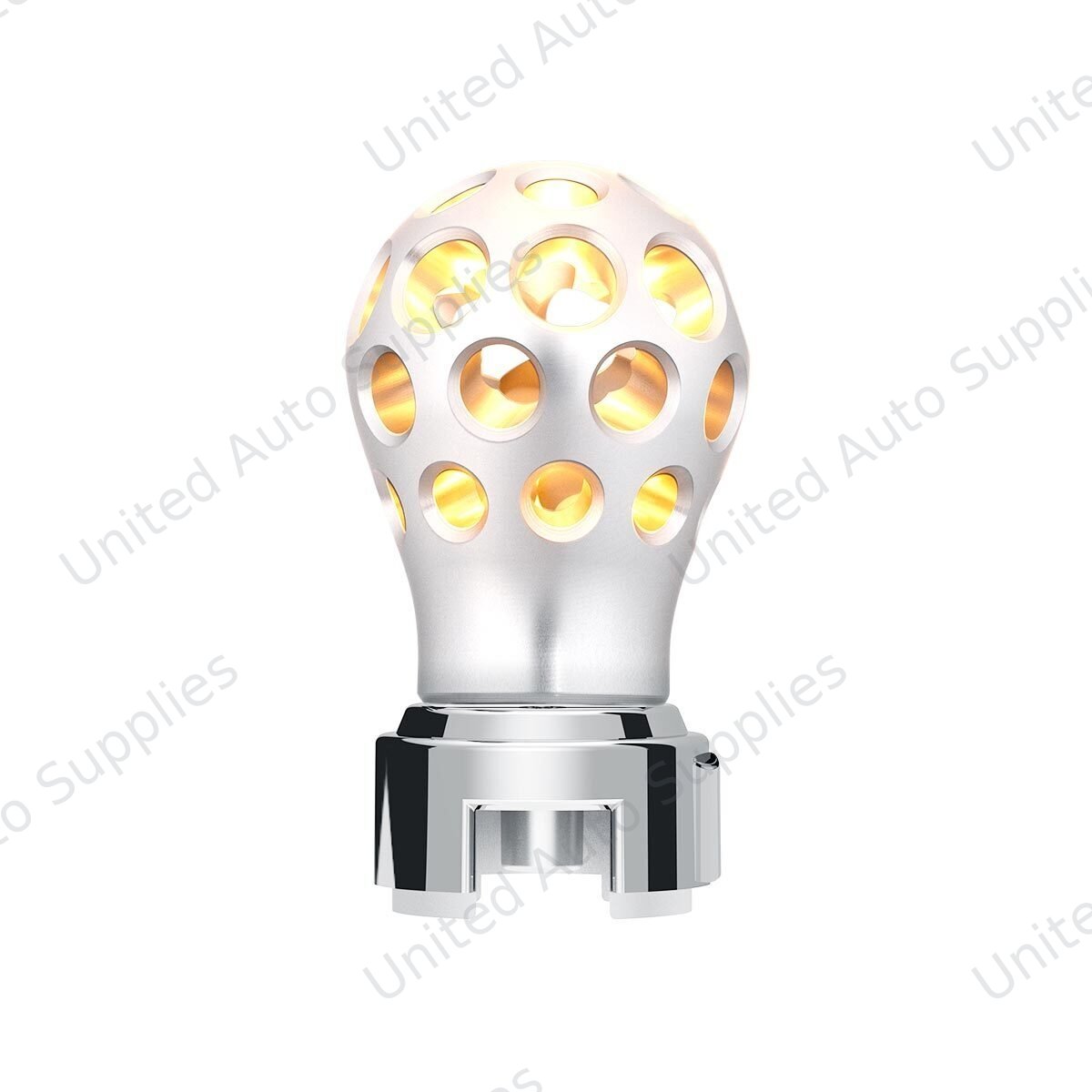 Thread-On Annodized Phoenix Ball Gearshift Knob With LED 13/15/18 Speed Adapter-Amber LED