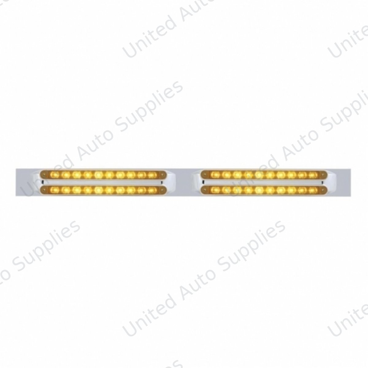 Chrome Top Mud Flap Plate With Four 10 LED 9" Light Bars - Amber LED/Amber Lens (Each)